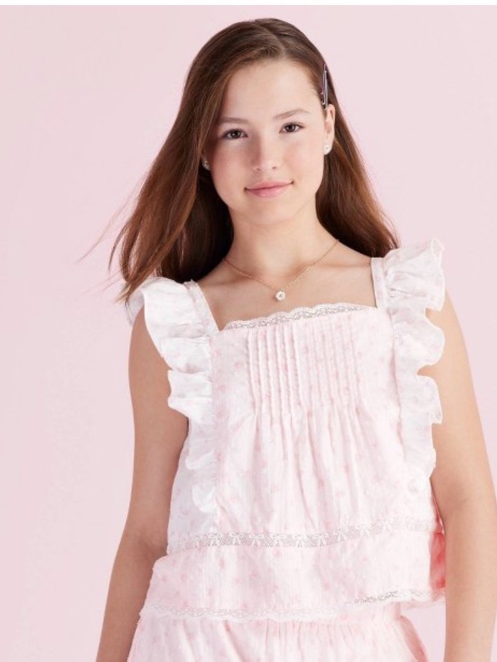 LoveShackFancy Target Pink Floral Ruffle Tank Top